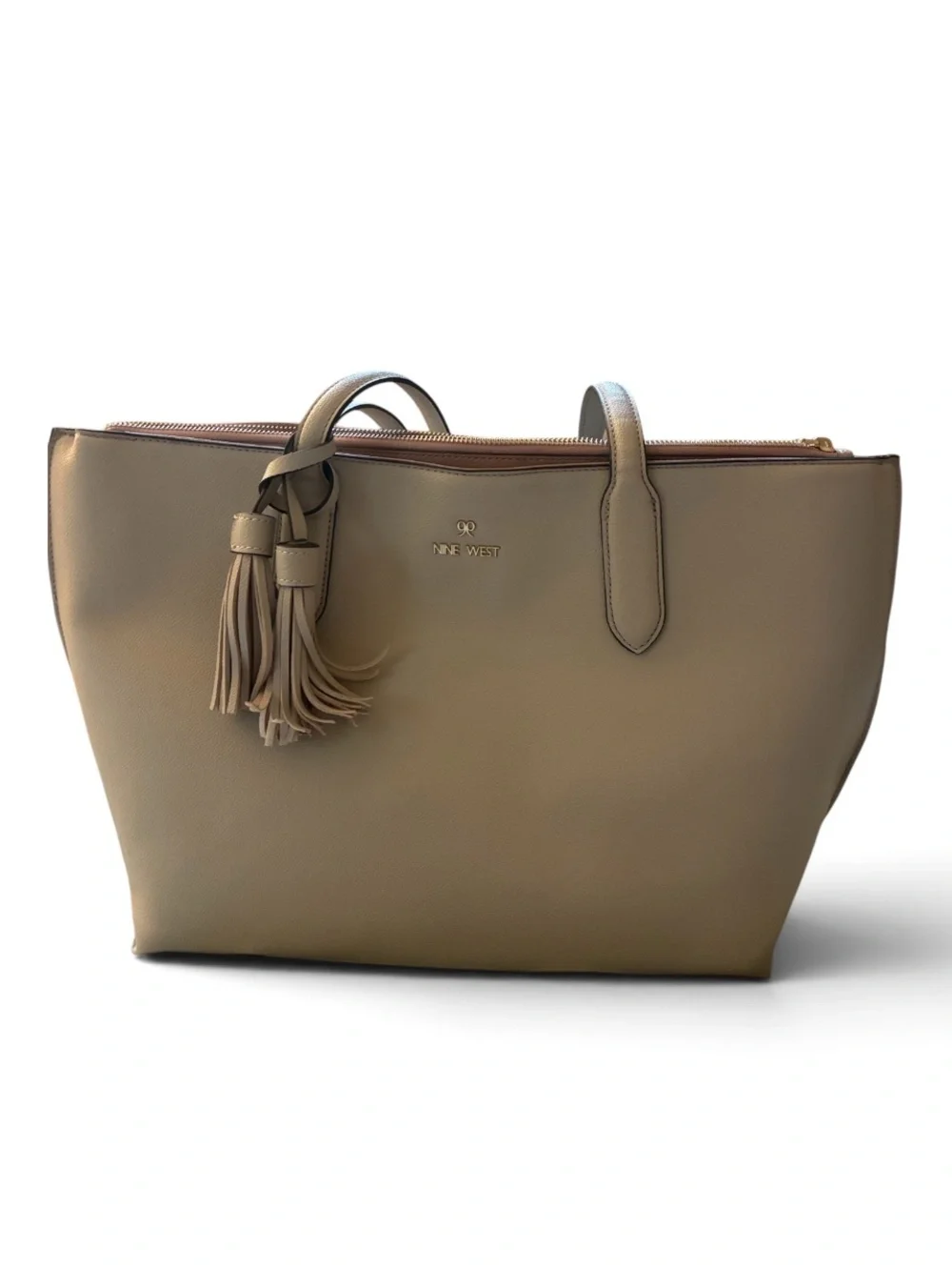 Nine West Taupe Faux Leather Tote Bag